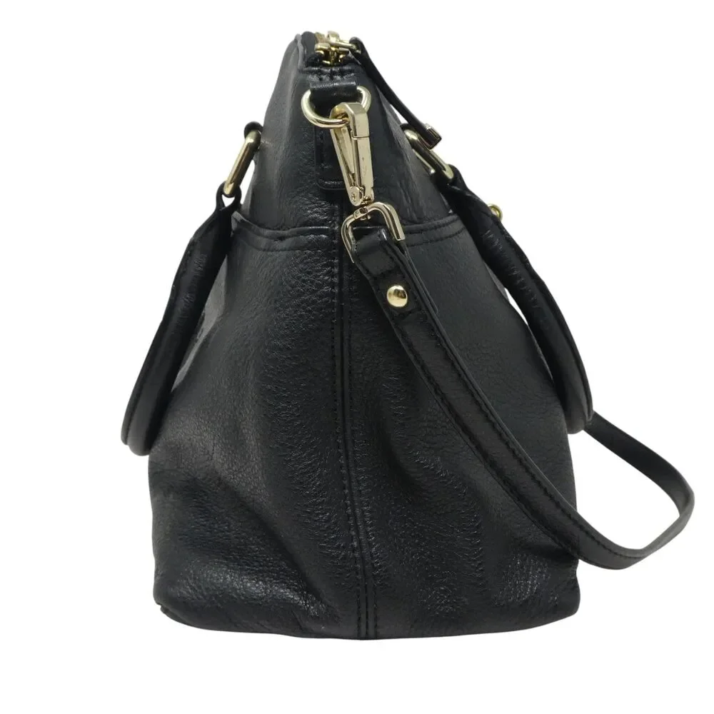 Calvin Klein Black Leather Gold‎ Lock Satchel Shoulder Bag Purse